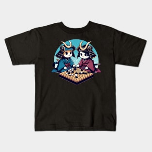 Kawaii cat samurais go board game baduk Kids T-Shirt